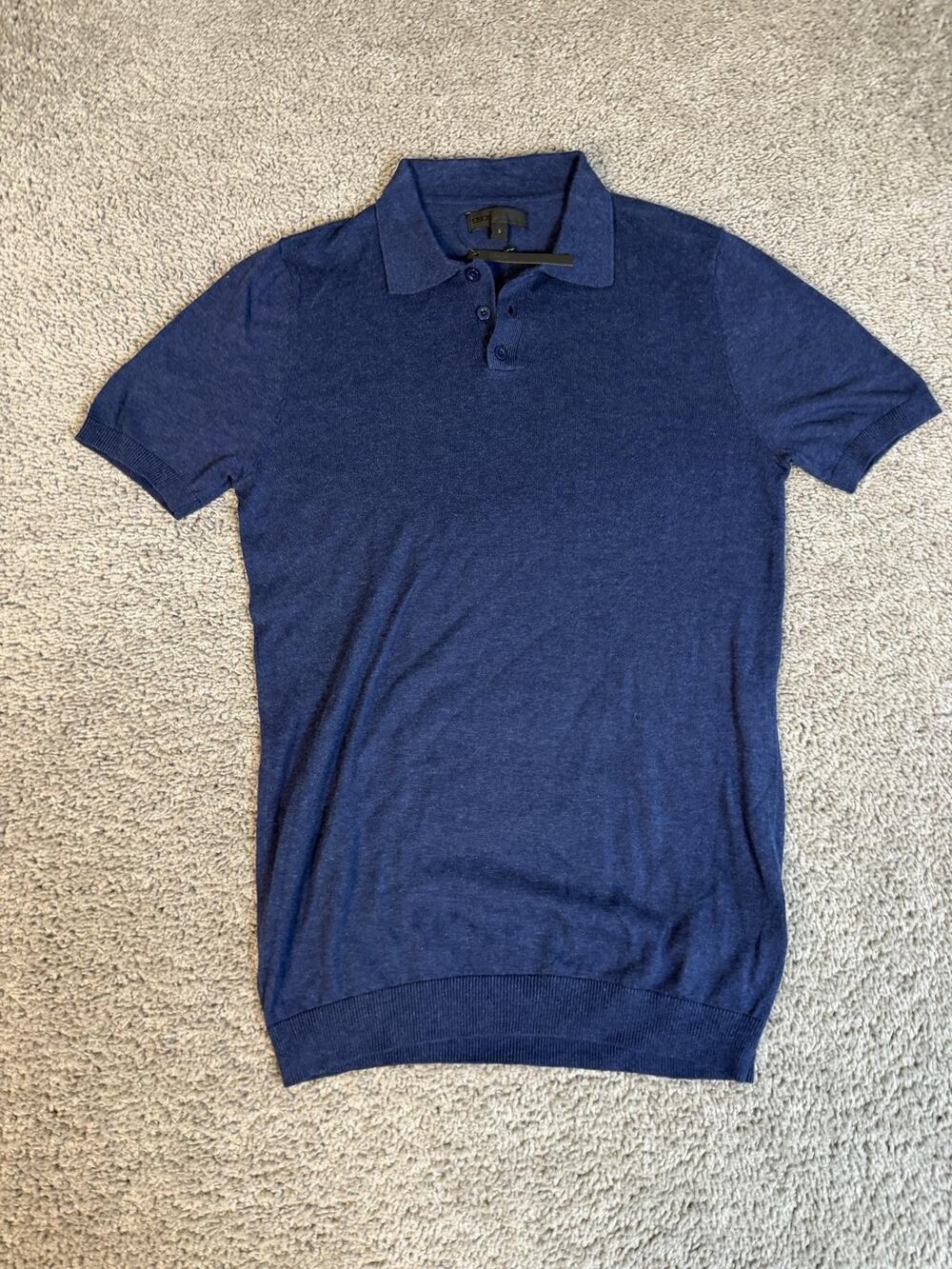 ASOS Polo Shirt Mens S Blue Short Sleeve 100% Cotton Collared Slim Fit